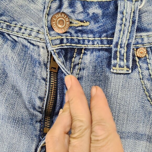 Rock & Roll Denim Jeans Mens 34x38 Blue Pistol Straight Leg *Read* - Picture 4 of 16